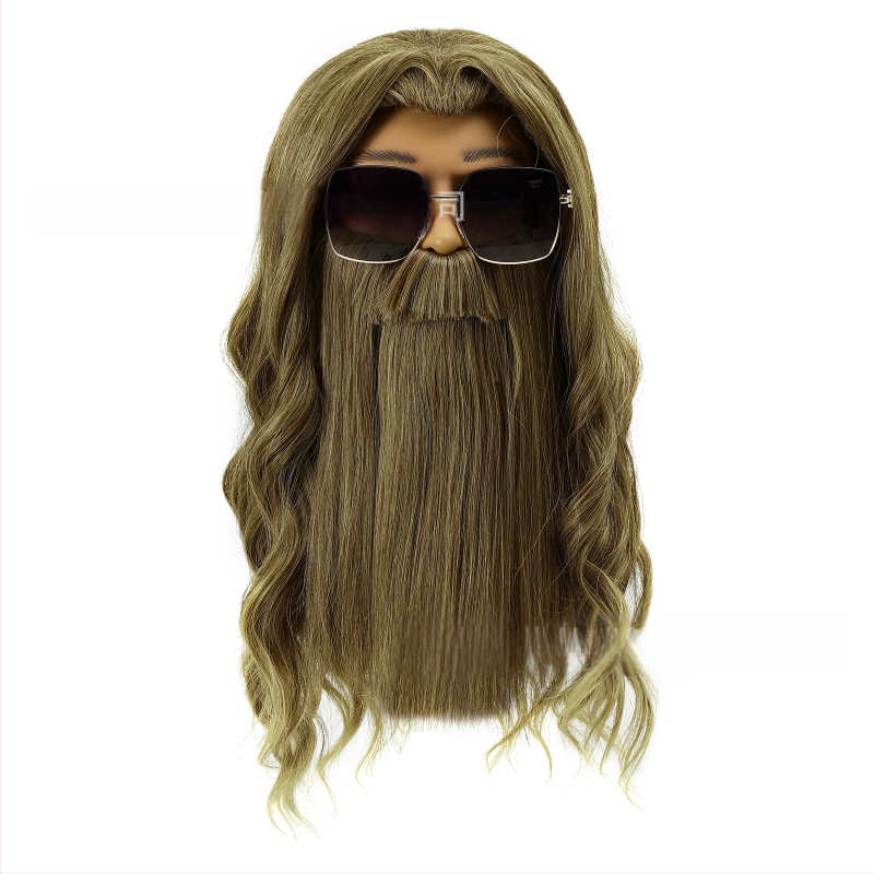 Перука Fulian Thor COS, перука за брада, пещера, шапка за глава Thor