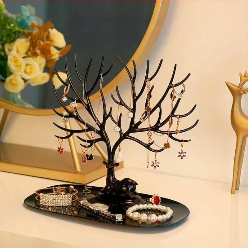 Sarvepuu kujuline kõrvarõngariiul Ehete vitriinkõrvarõngad Kaelakee Koomiksikarva viimistlusega lauakaunistused Hoiustamisriiul