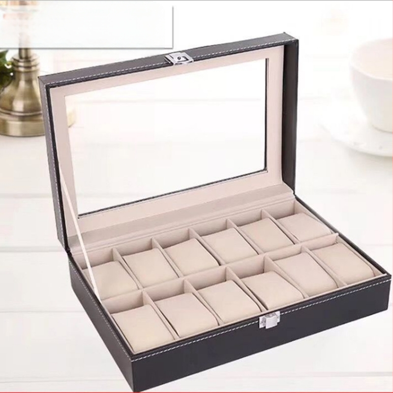 6, 12 ir 24 skyrių laikrodžių dėžutės sandėlyje, kelių skyrių laikrodžių dėklas, odinė vitrina, vintažinė verslo dovanų dėžutė