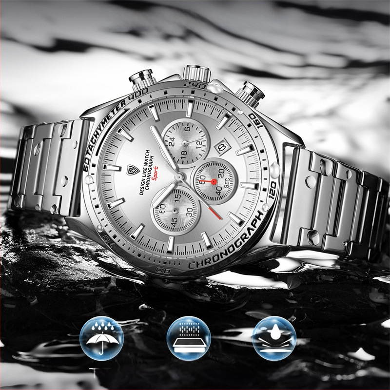 Tarpvalstybinis sprogstamasis verslo mechaninis laikrodis vyrams, pažangus daugiafunkcis didelis ciferblatas, trijų akių šešių kontaktų kvarcinis laikrodis