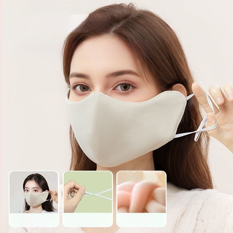 Téli szélálló meleg maszk gyapjúbéléssel, vastagított 3D sztereó maszk, szemszögből kialakított szélálló, lélegző maszk