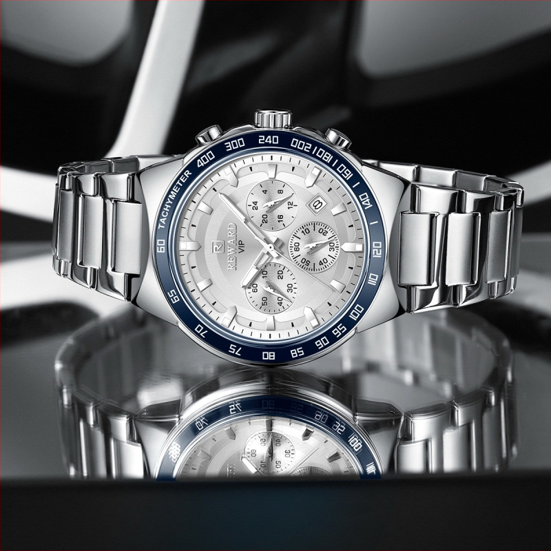 Reward multifunkcionális sport kvarc férfi karóra rozsdamentes acél szíjjal, háromszemű, hattűs időzítővel, vízálló férfi karóra