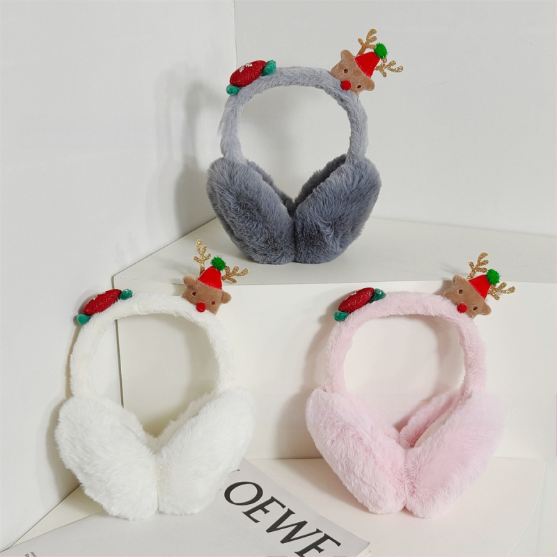 Žiemos nauji kalėdiniai briedžių sulankstomi ausų perkeliami ausys, sutirštinti šilti pliušiniai ausų maišeliai, mieli studentų šalčiui atsparūs ausų uždangalai moterims
