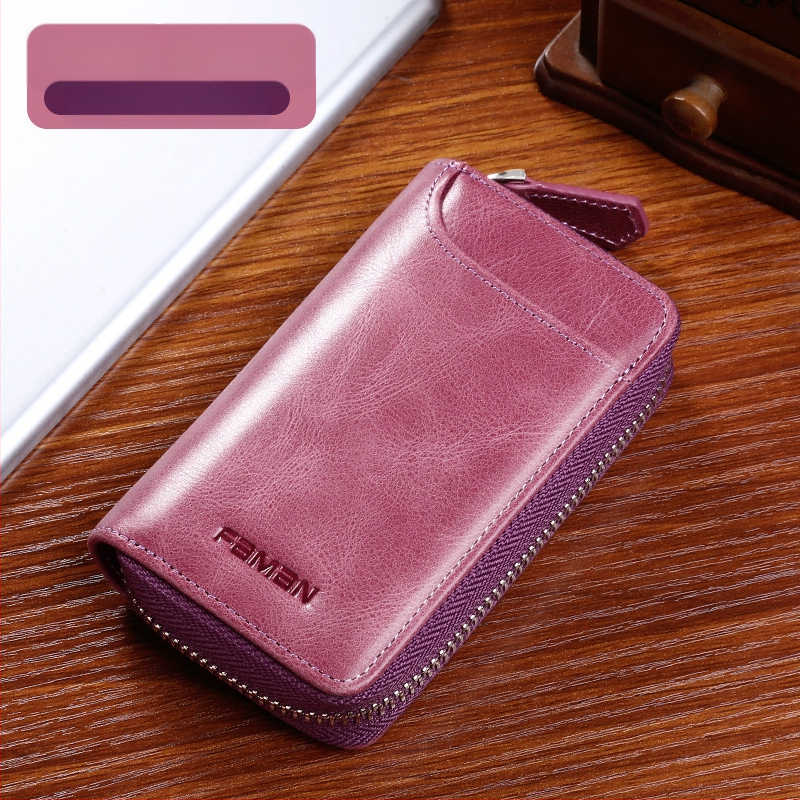 Retro raktų krepšys vyrams, tikros odos, didelės talpos, užtrauktuku užsegamas raktų krepšys, kūrybingas daugiafunkcis automobilio raktų krepšys iš karvės odos