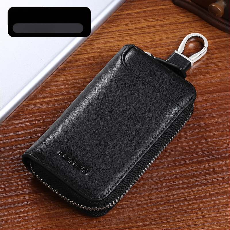 Retro raktų krepšys vyrams, tikros odos, didelės talpos, užtrauktuku užsegamas raktų krepšys, kūrybingas daugiafunkcis automobilio raktų krepšys iš karvės odos