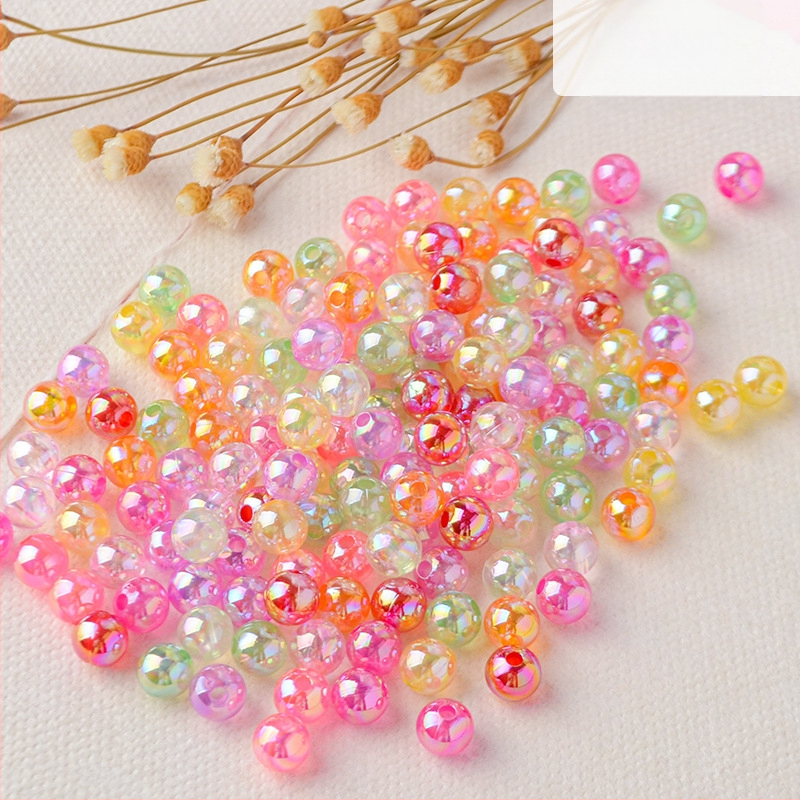 Perforuoti skaidrūs AB spalvos perlų karoliukai, padengti spalvų magija, spalvoti plastikiniai rankų darbo papuošalų aksesuarai, karoliukai sandėlyje