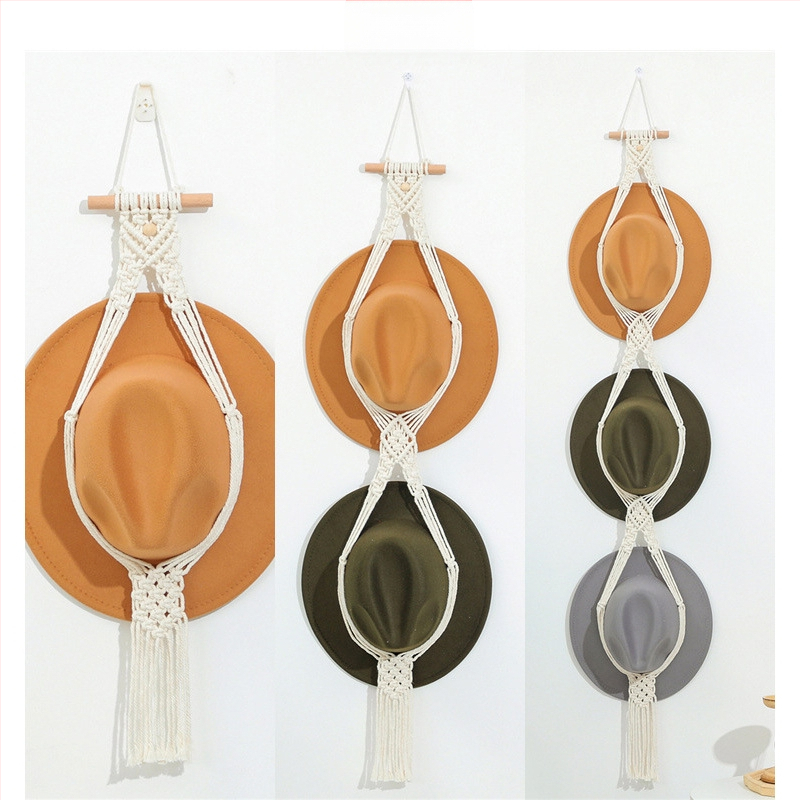 Трансгранична бохемска памучна тъкана стойка за съхранение на шапки, многослойна стенна щипка за съхранение, декорация за висяща шапка