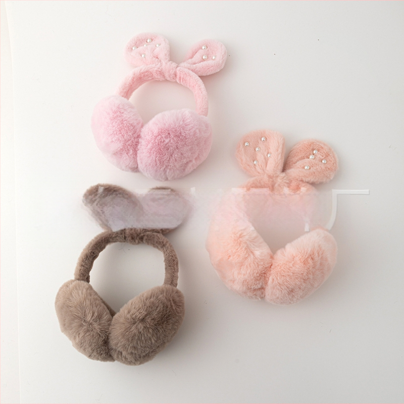 Žiemos naujos mielos kūrybingos ausų šiltos ausinės studentams, atsparios šalčiui, važiuojančios dviračiu, sustorintos perlų pliušinės ausinės