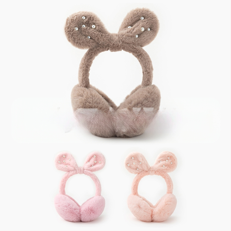 Žiemos naujos mielos kūrybingos ausų šiltos ausinės studentams, atsparios šalčiui, važiuojančios dviračiu, sustorintos perlų pliušinės ausinės