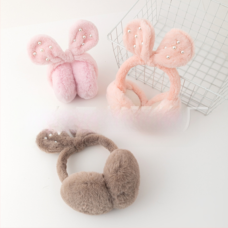 Žiemos naujos mielos kūrybingos ausų šiltos ausinės studentams, atsparios šalčiui, važiuojančios dviračiu, sustorintos perlų pliušinės ausinės