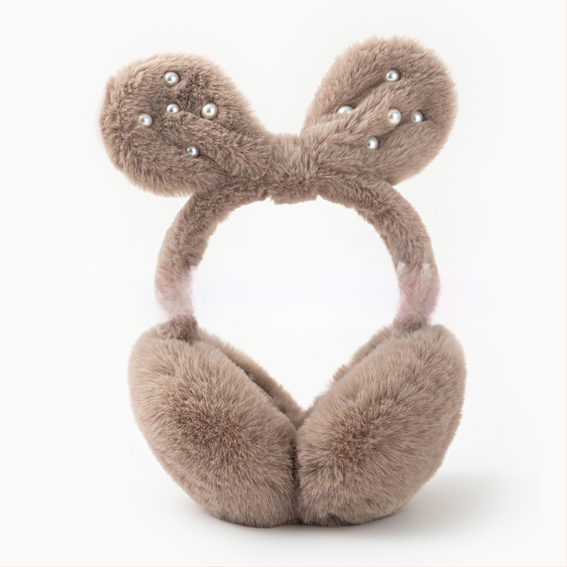 Žiemos naujos mielos kūrybingos ausų šiltos ausinės studentams, atsparios šalčiui, važiuojančios dviračiu, sustorintos perlų pliušinės ausinės