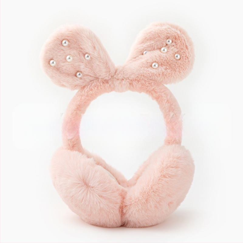 Žiemos naujos mielos kūrybingos ausų šiltos ausinės studentams, atsparios šalčiui, važiuojančios dviračiu, sustorintos perlų pliušinės ausinės