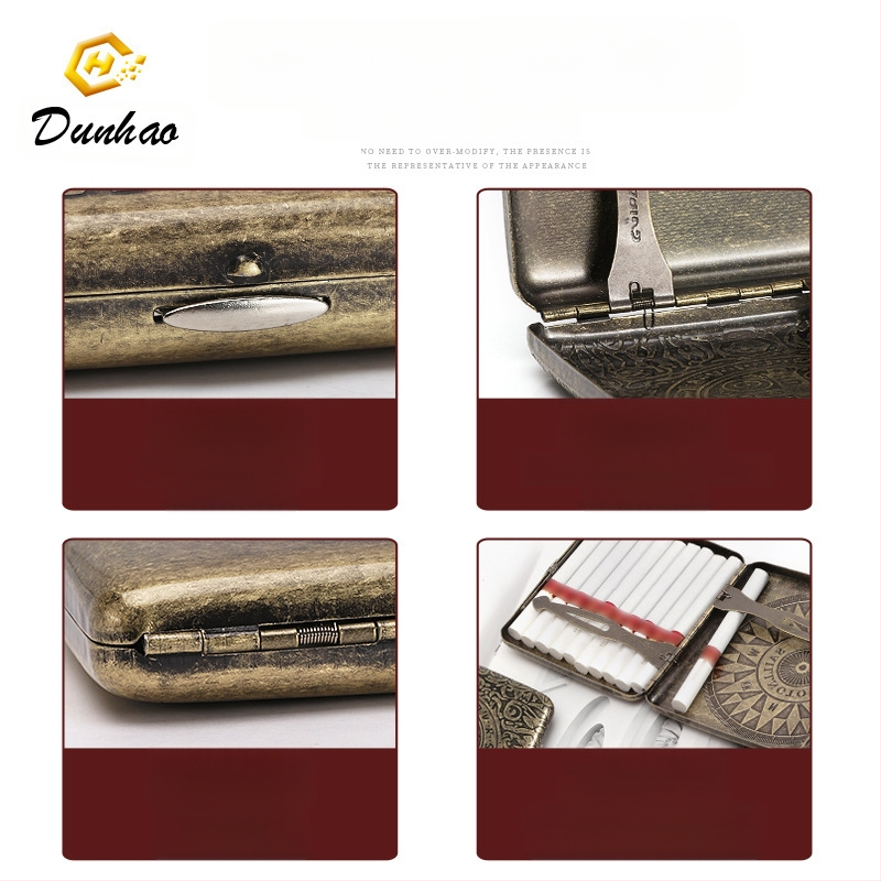 Uus pronksist kondenslillega 20 pakki metallist puhtast vasest sigaretiümbrist, klapiga kinkekarbis, nikerdatud, nikerdatud lillega, rõhukindel, tolmukindel suitsetamiskomplekt