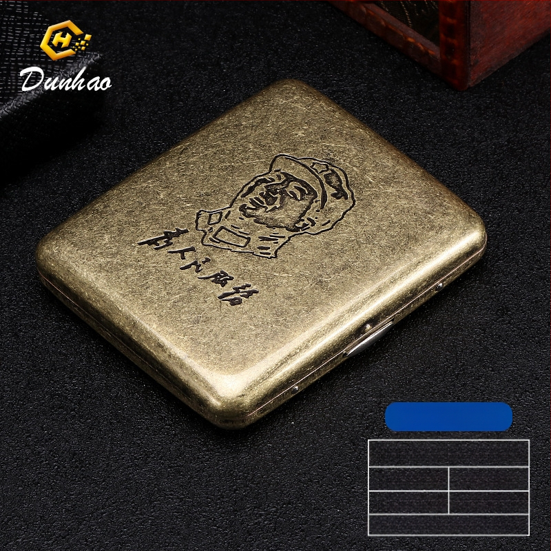 Uus pronksist kondenslillega 20 pakki metallist puhtast vasest sigaretiümbrist, klapiga kinkekarbis, nikerdatud, nikerdatud lillega, rõhukindel, tolmukindel suitsetamiskomplekt