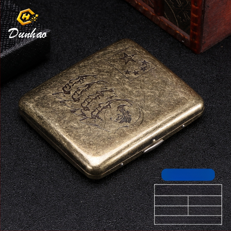 Uus pronksist kondenslillega 20 pakki metallist puhtast vasest sigaretiümbrist, klapiga kinkekarbis, nikerdatud, nikerdatud lillega, rõhukindel, tolmukindel suitsetamiskomplekt