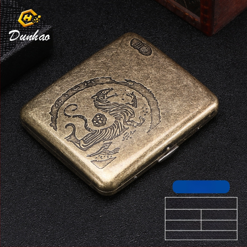 Uus pronksist kondenslillega 20 pakki metallist puhtast vasest sigaretiümbrist, klapiga kinkekarbis, nikerdatud, nikerdatud lillega, rõhukindel, tolmukindel suitsetamiskomplekt