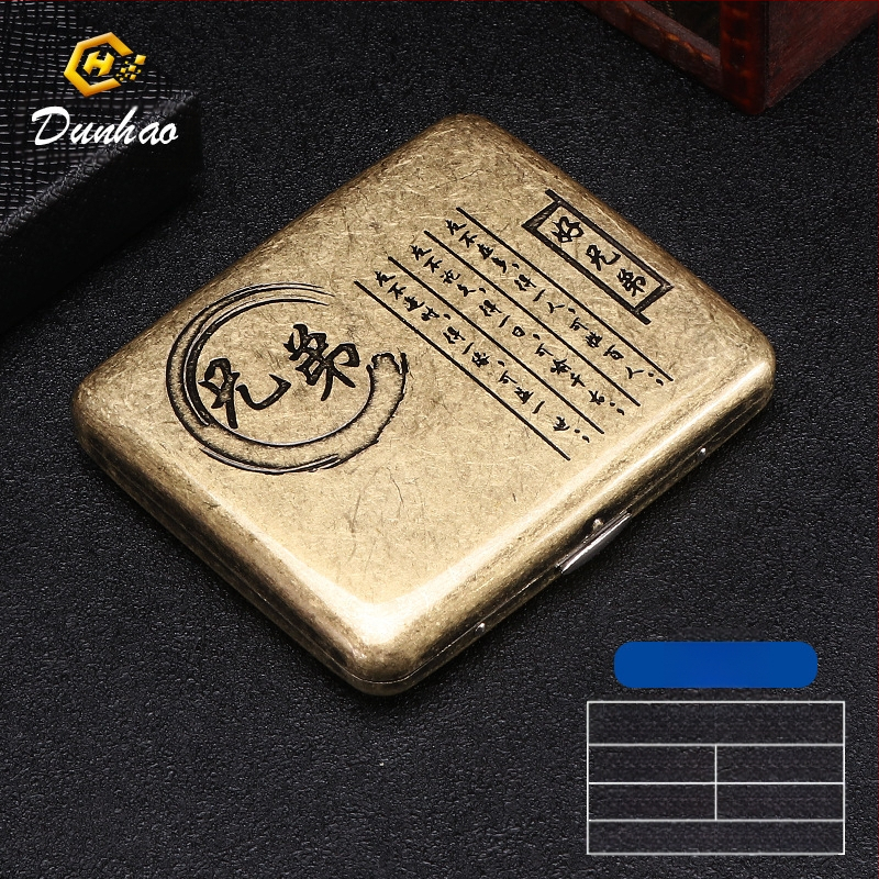 Uus pronksist kondenslillega 20 pakki metallist puhtast vasest sigaretiümbrist, klapiga kinkekarbis, nikerdatud, nikerdatud lillega, rõhukindel, tolmukindel suitsetamiskomplekt