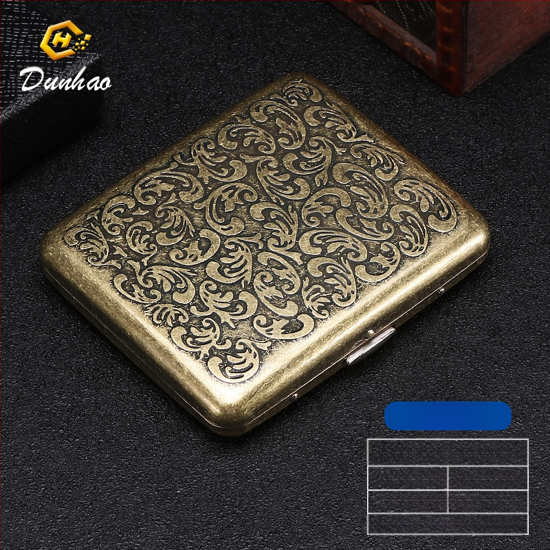 Uus pronksist kondenslillega 20 pakki metallist puhtast vasest sigaretiümbrist, klapiga kinkekarbis, nikerdatud, nikerdatud lillega, rõhukindel, tolmukindel suitsetamiskomplekt