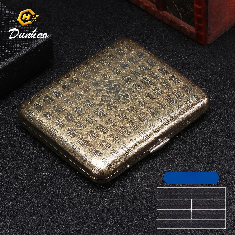 Uus pronksist kondenslillega 20 pakki metallist puhtast vasest sigaretiümbrist, klapiga kinkekarbis, nikerdatud, nikerdatud lillega, rõhukindel, tolmukindel suitsetamiskomplekt