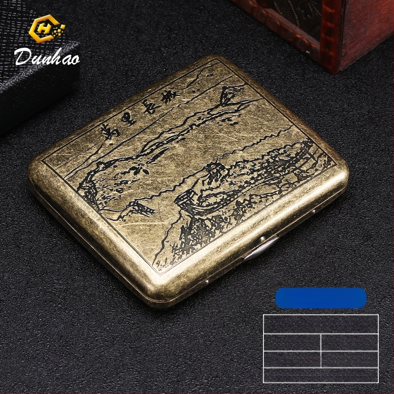 Uus pronksist kondenslillega 20 pakki metallist puhtast vasest sigaretiümbrist, klapiga kinkekarbis, nikerdatud, nikerdatud lillega, rõhukindel, tolmukindel suitsetamiskomplekt