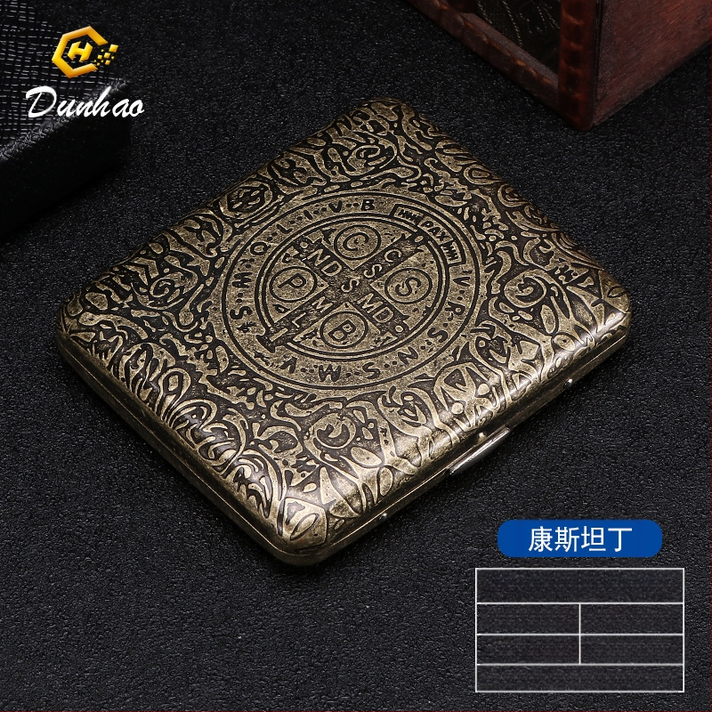 Uus pronksist kondenslillega 20 pakki metallist puhtast vasest sigaretiümbrist, klapiga kinkekarbis, nikerdatud, nikerdatud lillega, rõhukindel, tolmukindel suitsetamiskomplekt