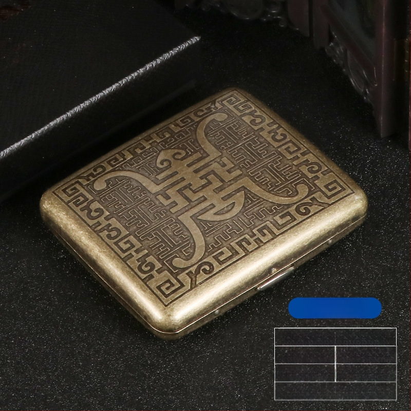 Uus pronksist kondenslillega 20 pakki metallist puhtast vasest sigaretiümbrist, klapiga kinkekarbis, nikerdatud, nikerdatud lillega, rõhukindel, tolmukindel suitsetamiskomplekt