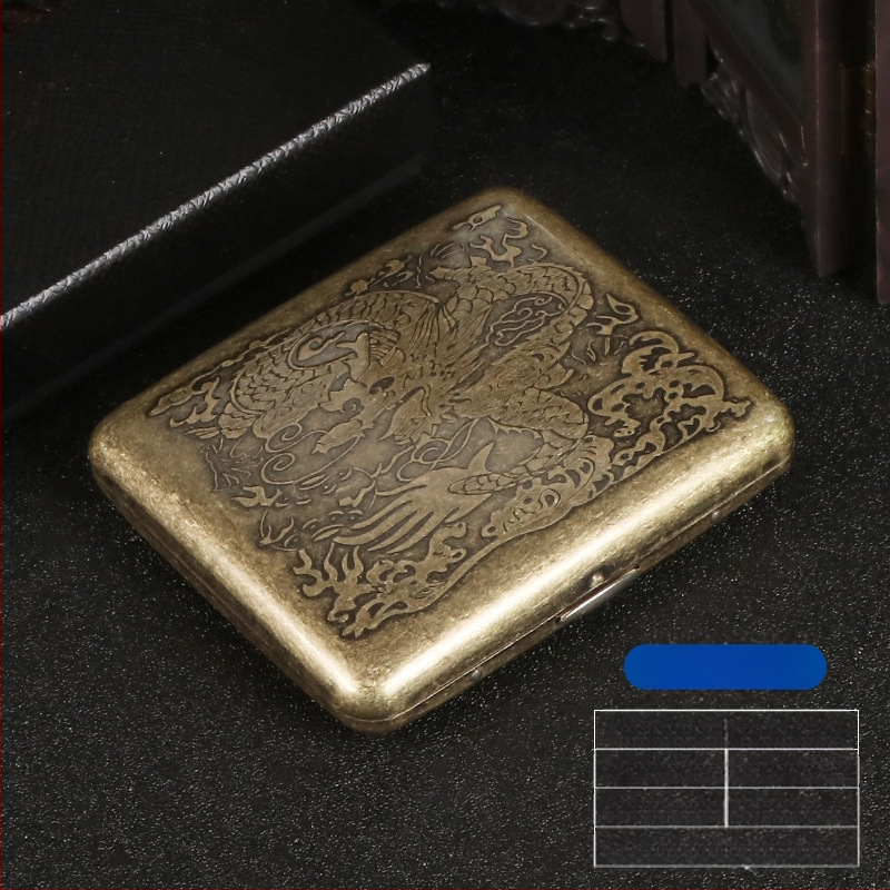 Uus pronksist kondenslillega 20 pakki metallist puhtast vasest sigaretiümbrist, klapiga kinkekarbis, nikerdatud, nikerdatud lillega, rõhukindel, tolmukindel suitsetamiskomplekt