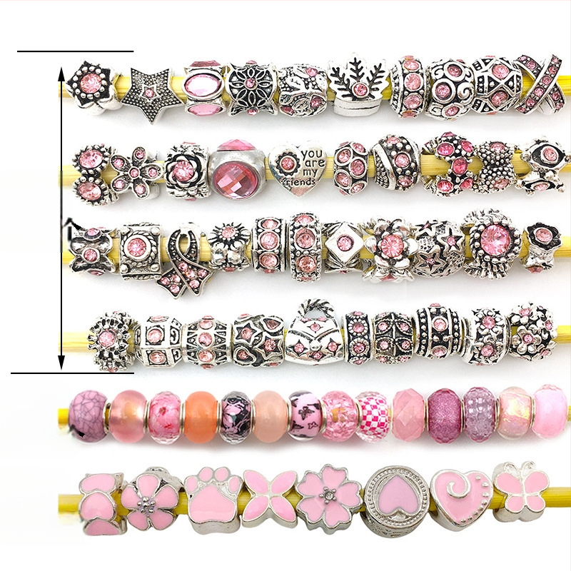 Karšto pardavimo „Panjia“ stiliaus stikliniai karoliukai su didelėmis skylėmis, serijos karoliukais, asmenybės mados, visos rungtynės, „pasidaryk pats“, apyrankės, papuošalų aksesuarai