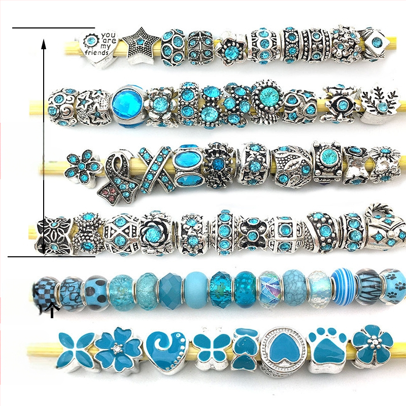 Karšto pardavimo „Panjia“ stiliaus stikliniai karoliukai su didelėmis skylėmis, serijos karoliukais, asmenybės mados, visos rungtynės, „pasidaryk pats“, apyrankės, papuošalų aksesuarai