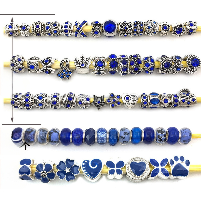 Karšto pardavimo „Panjia“ stiliaus stikliniai karoliukai su didelėmis skylėmis, serijos karoliukais, asmenybės mados, visos rungtynės, „pasidaryk pats“, apyrankės, papuošalų aksesuarai