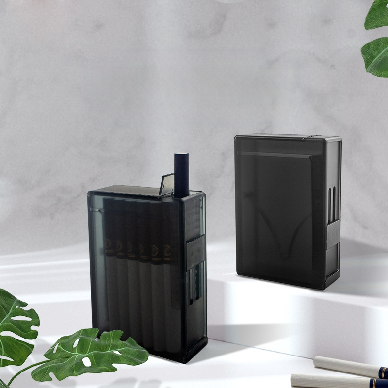 Νέα αυτόματη θήκη τσιγάρων 20 τεμάχια, αυτόματο, αναμμένο, ολόσωμο κουτί καπνού με παγωμένη επιφάνεια ABS, διαφανές, ανθεκτικό στην υγρασία