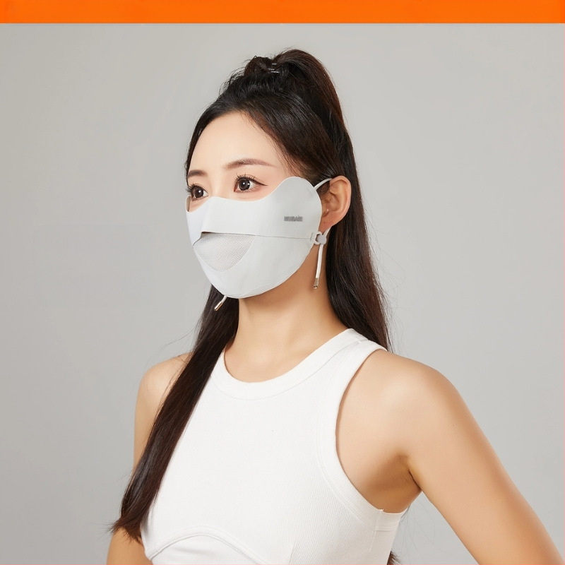 Uus stiilne õmblusteta päikesekaitsekreem silmade kaitsmiseks, suvine kerge hingav UV-vastane jääsiidist näomask naistele