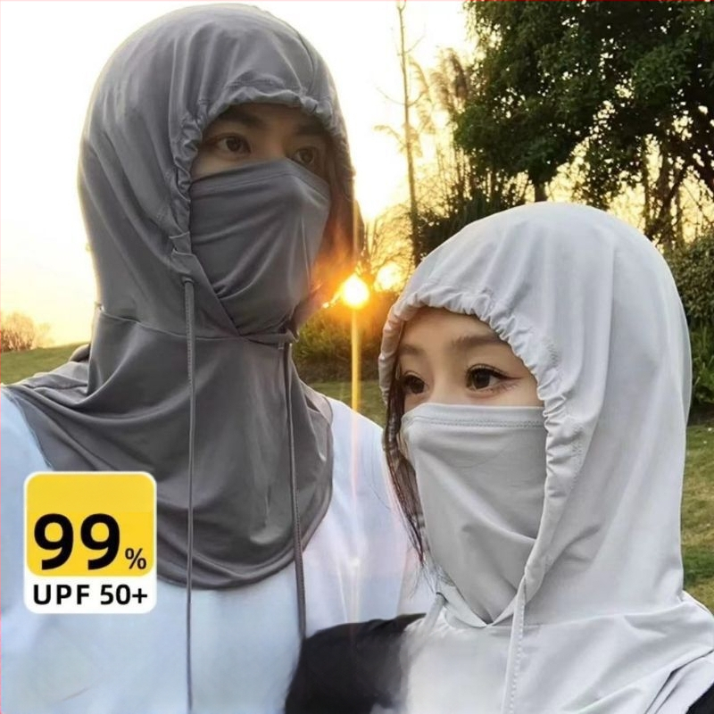 Suvine päikesekaitsemüts, integreeritud kaelakaitse, täisnäo UV-kaitsega ratsapeakate, jääsiidist sall, näokaitse meestele