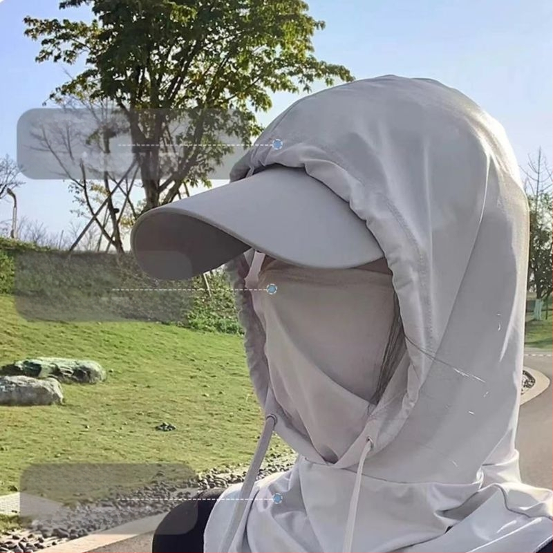 Suvine päikesekaitsemüts, integreeritud kaelakaitse, täisnäo UV-kaitsega ratsapeakate, jääsiidist sall, näokaitse meestele