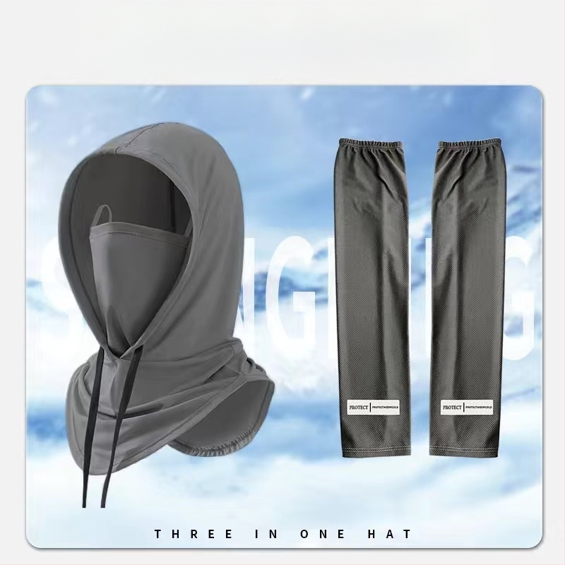 Suvine päikesekaitsemüts, integreeritud kaelakaitse, täisnäo UV-kaitsega ratsapeakate, jääsiidist sall, näokaitse meestele
