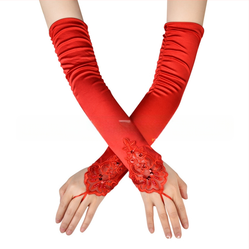 Ръкавици за маскараден бал от 1920 г., жени, черно-червено-бели, ръкавици за сватбена рокля, шапки, колокационни ръкавици