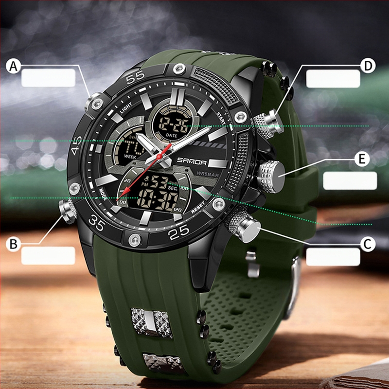 Ceas de alarmă electronic multifuncțional luminos impermeabil pentru bărbați, comerț exterior transfrontalier, sport, modă, explozii live