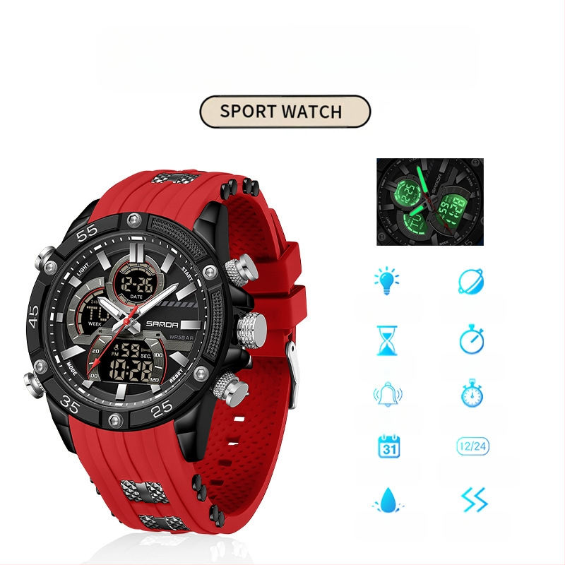 Ceas de alarmă electronic multifuncțional luminos impermeabil pentru bărbați, comerț exterior transfrontalier, sport, modă, explozii live