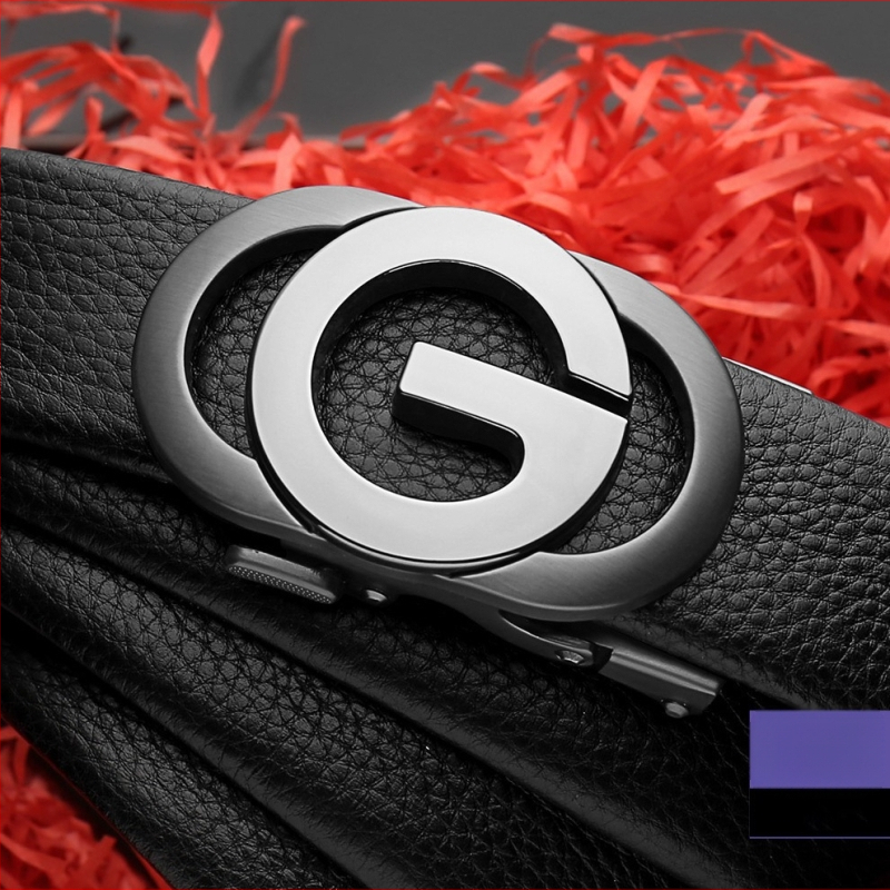 2024 m. naujas vyriškas automatinis sagties natūralios odos ličių rašto verslo vyriškas diržas, paprastos karvės odos kelnės jaunimui