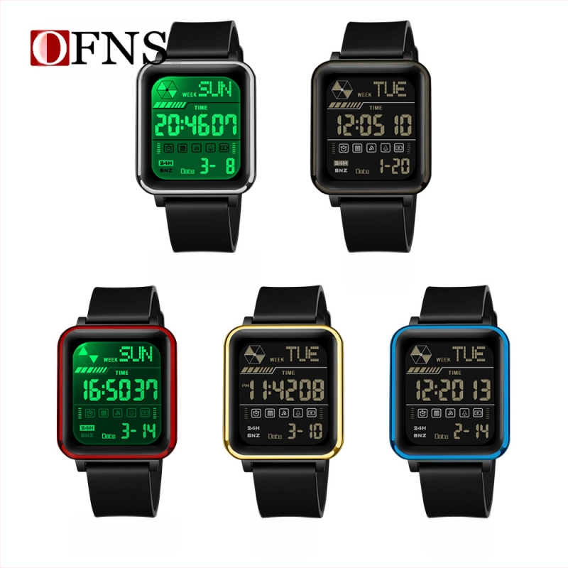 OFNS-i kuummüügis olevad ruudukujulised spordikellad meestele ja naistele teismelistele multifunktsionaalne veekindel äratuskell õpilastele mõeldud elektrooniline kell hulgimüügis