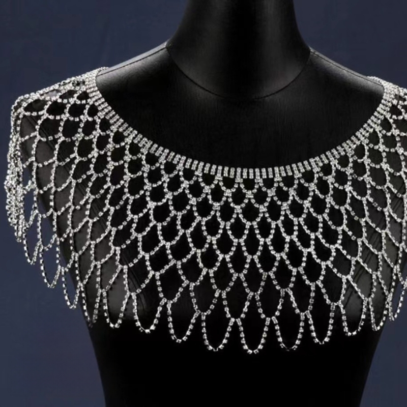 Modes rhinestones sieta doba gara pušķa kulona plecu doba šalle modes blūze ķermeņa ķēde sieviešu pārrobežu sprādzieni