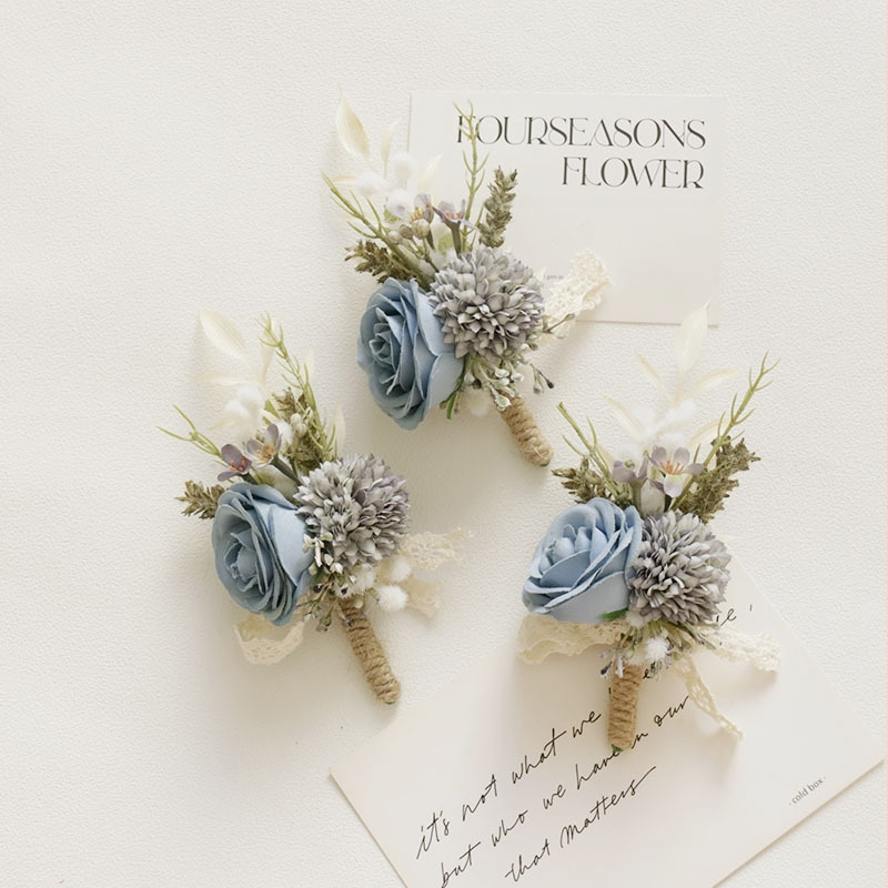 „Art Accord 2431“ vestuvių gėlių meno modeliavimas, gėlė, verslo šventė, atidarymo svečias, puokštė, gėlė, riešo gėlė, pilkai mėlyna