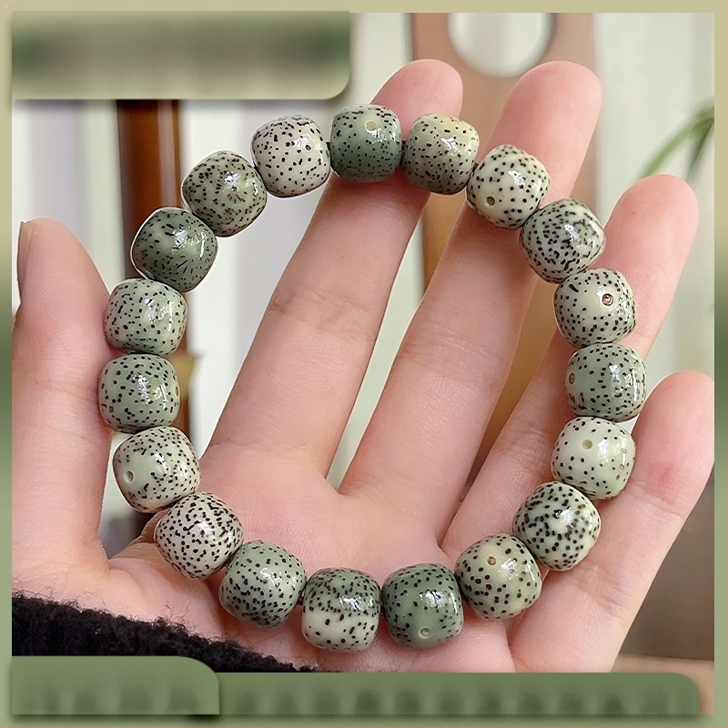 Оригинална екология Хайнан Xingyue Зелена Ин кожа Бодхи Ръкохватка Единичен кръг Момчета Плато Игра Мъниста Мека Гривна с Мъниста Буда
