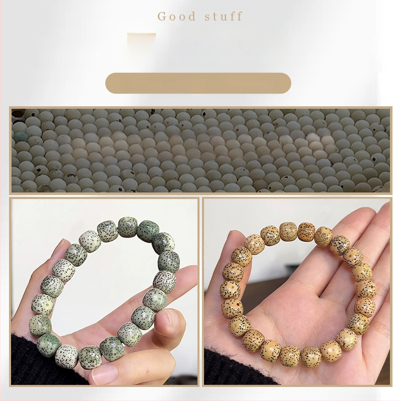 Оригинална екология Хайнан Xingyue Зелена Ин кожа Бодхи Ръкохватка Единичен кръг Момчета Плато Игра Мъниста Мека Гривна с Мъниста Буда