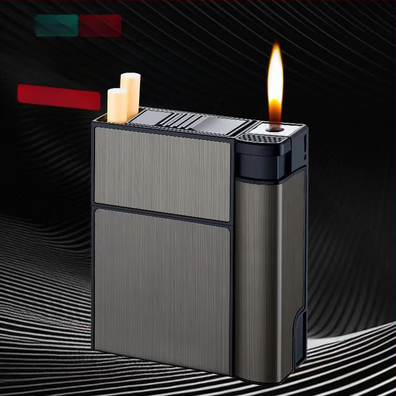 Internetinis raudonas kūrybinis cigarečių dėklo žiebtuvėlis, integruotas 20 vnt. pakuotėje, asmeninis nešiojamas, slėgiui atsparus, drėgmei atsparus cigarečių žiebtuvėlis su žiebtuvėliu