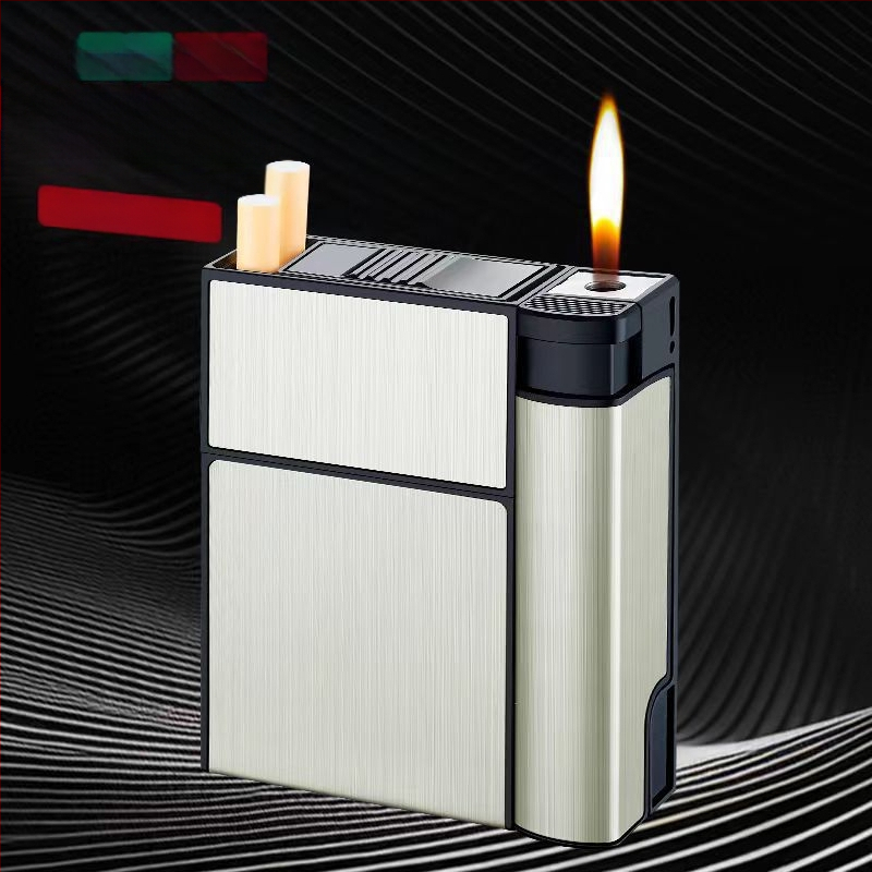 Internetinis raudonas kūrybinis cigarečių dėklo žiebtuvėlis, integruotas 20 vnt. pakuotėje, asmeninis nešiojamas, slėgiui atsparus, drėgmei atsparus cigarečių žiebtuvėlis su žiebtuvėliu