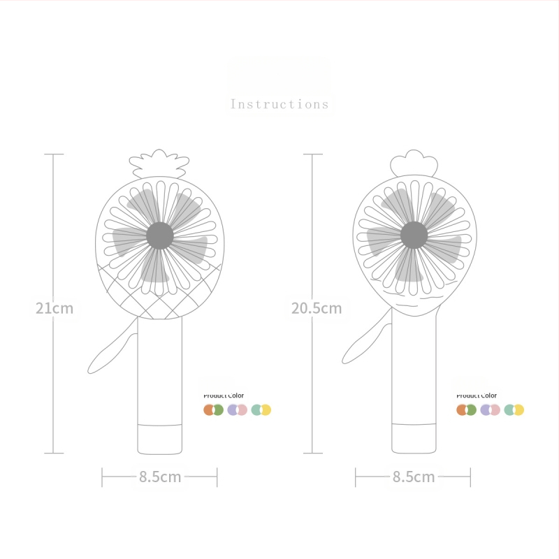 Naujas produktas Mini vaisių rankinis rankinis slėgis Mažas nešiojamas ventiliatorius Mielas ananasų morkų purškiklis Rankinis ventiliatorius