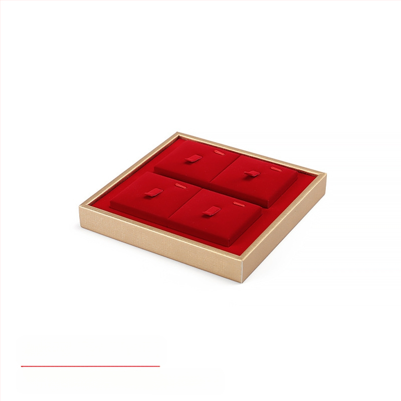 Set rekvizita za izlaganje nakita, crveni flanel, zlatni pladanj za nakit, držač za prstenje, ogrlicu, pult, stalak za nakit