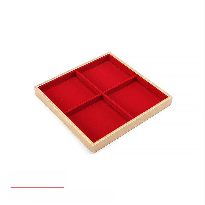 Set rekvizita za izlaganje nakita, crveni flanel, zlatni pladanj za nakit, držač za prstenje, ogrlicu, pult, stalak za nakit