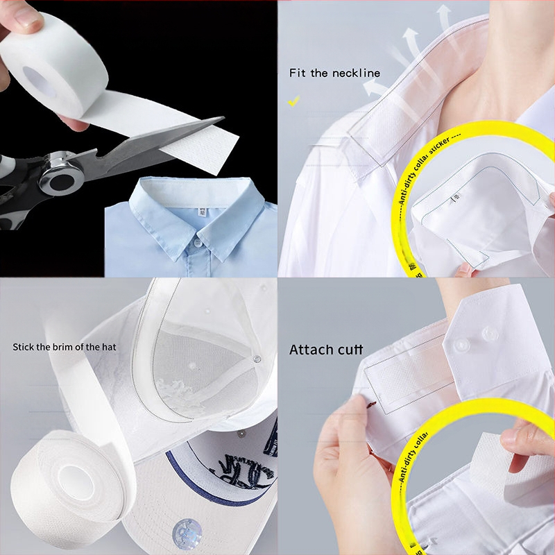 Lipdukai nuo purvo antkaklyje, Lipdukai nuo prakaito, Apsauga nuo apykaklės, Lipni vienkartinė kepuraitė su snapeliu antkaklyje, Lipdukai marškinių apykaklėje, Prakaitą sugeriantys